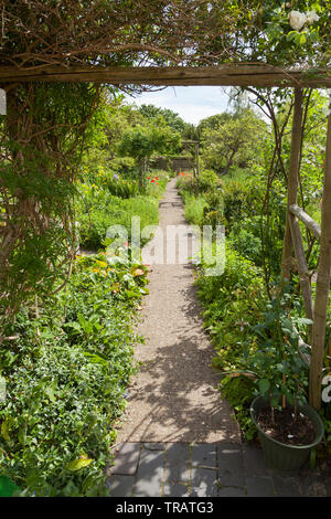 Garden path, view through a garden entrance Stock Photo