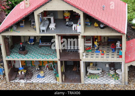 Lego lifelike family brick house in Legoland Billund, Denmark Stock Photo