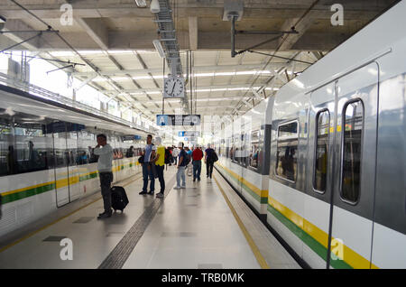 View of daily life in one of the Metro station in Medellin Stock Photo