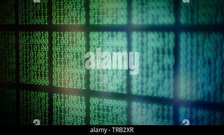 data panel displaying blocks of Binary code number digits. digital information and computer science themes. coding hacker cyber warfare and personal i Stock Photo