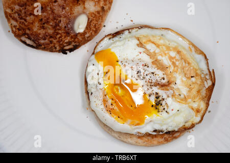 Fried egg muffin Stock Photo