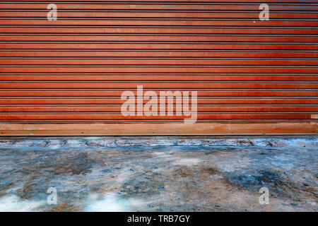 Pattern garage door and mortar floor Stock Photo