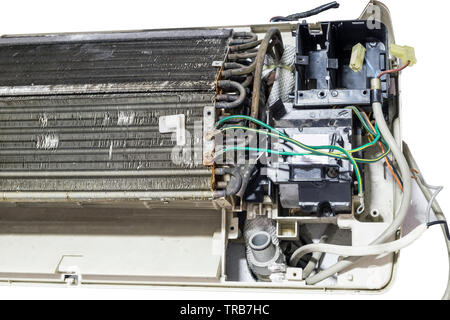 Air conditioner old inside circuit system Stock Photo