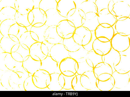 Abstract background of yellow round bubbles, balls on white background. Stock Photo