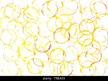 Abstract background of yellow and red round bubbles, balls on white background. Stock Photo