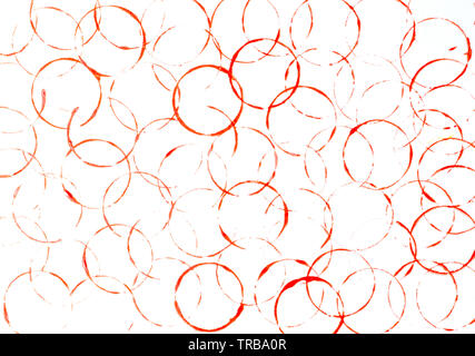 Abstract background of red round bubbles, balls on white background. Stock Photo