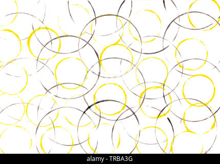 Abstract background of black and yellow round bubbles, balls on white background. Stock Photo