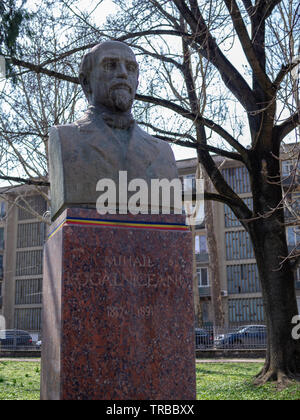 CHISINAU, MOLDOVA-MARCH 21, 2019: Mihail Kogalniceanu bust in the Alley of Classics Stock Photo