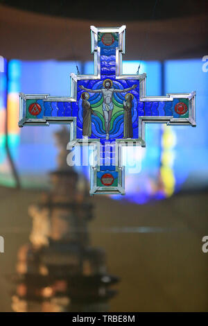 Jésus-Christ sur la croix. Sanctuaire de Notre-Dame du Sang. Re. Italie. Jesus Christ on the cross. Shrine of Our Lady of Blood. Re. Italy. Stock Photo