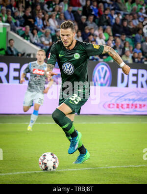 Wolfsburg, Germany, August 11, 2018: soccer player, Daniel Ginczek #33, in action during a match on 2018 - 2019 season. Photo by Michele Morrone. Stock Photo
