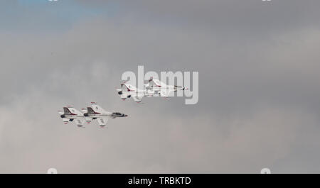 The USAF Thunderbird F-16 Display Team Stock Photo