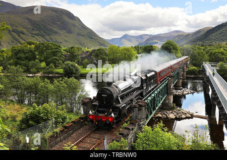 45212 heads over the Lochy Bridge with the afternoon Jacobite on 28.5.19 Stock Photo