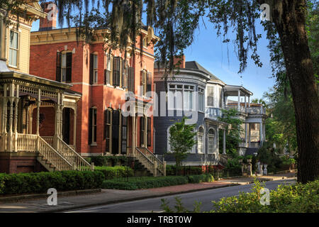 Historic  Homes on Forsyth Park, Savannah, Georgia, USA Stock Photo