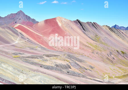 View of colorful mountains near Cusco in Peru Stock Photo