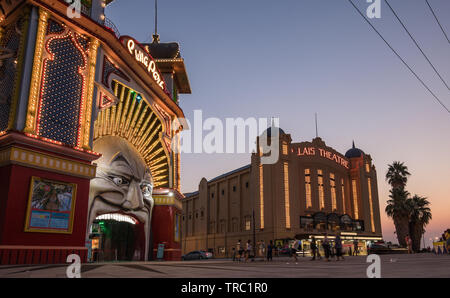 Melbourne Australia. The historic Luna Park and Palais Theatre in St Kilda. Stock Photo