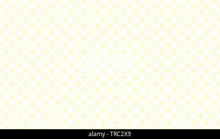Abstract seamless pattern of overlapping thin yellow circles against a white background, symmetrical design inspiration forming a pleasing pattern Stock Photo