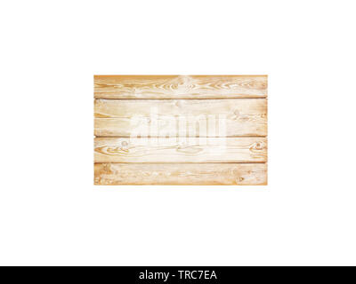 Natural textured wooden rectangular planks signboard isolated on white Stock Photo