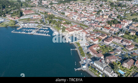 Lake of Como, little port and village of Colico Stock Photo