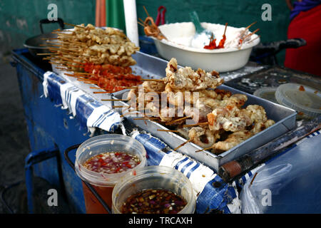 Photo of assorted deep fried chicken innards on display at a food cart Stock Photo