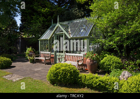 greenhouse in English garden, England Stock Photo