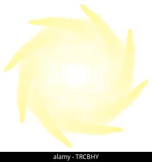 bright yellow Hand drawn mandala star watercolor background pattern Stock Photo