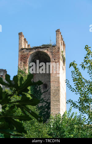 A tower in Soave, Italy, part of the Della Scala Walls which surround the town Stock Photo