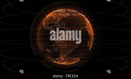 orange global network, illustration earth map particle, this element finished by NASA Stock Photo