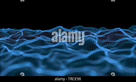 blue particle wave bokeh background and texture, illustration particles selective focus wave Stock Photo