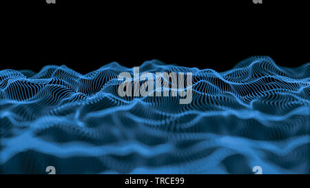blue particle wave bokeh background and texture, illustration particles selective focus wave Stock Photo