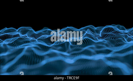 blue particle wave bokeh background and texture, illustration particles selective focus wave Stock Photo