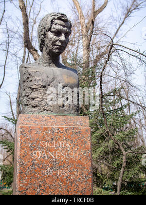 CHISINAU, MOLDOVA-MARCH 21, 2019: Nichita Stanescu bust in the Alley of Classics Stock Photo
