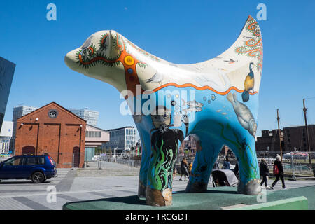 Super,Lambanana,sculpture,Albert Dock,Liverpool,Merseyside,England,GB,UK,Great Britain,British Stock Photo