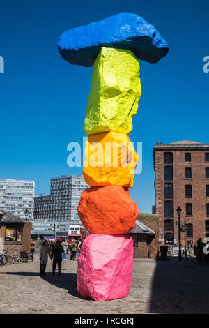 Liverpool Mountain by Ugo Rondinone’s,courtyard next to @tateliverpool,The Tate,Tate,Art,Gallery,outdoor,outdoors,exhibit,exhibition,Liverpool,England Stock Photo
