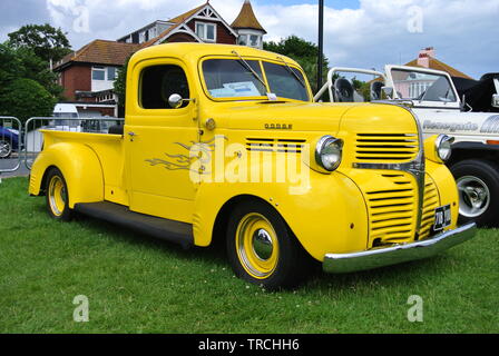 A 1939 Dodge Halfton pickup truck parked up on display at Riviera classic car show, Paignton, Devon, England. UK. Stock Photo