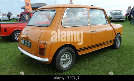 An Austin Mini 1275 GT parked up on display at Riviera classic car show, Paignton, Devon, England. UK. Stock Photo