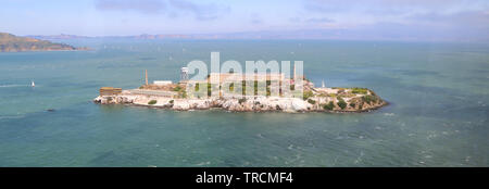 Aerial view of Alcatraz, San Francisco Bay, California Stock Photo