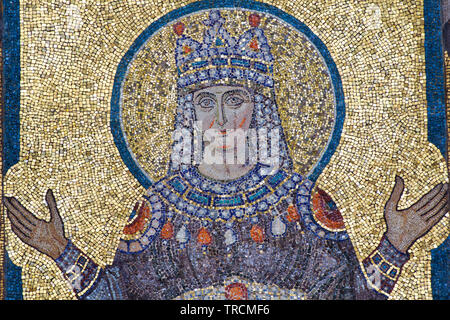 The oldest image of St Mary in Florence -705 AD- depicted like a Byzantine Empress (mosaic coming from the Constantinian Basilica of StPeter in Rome) Stock Photo