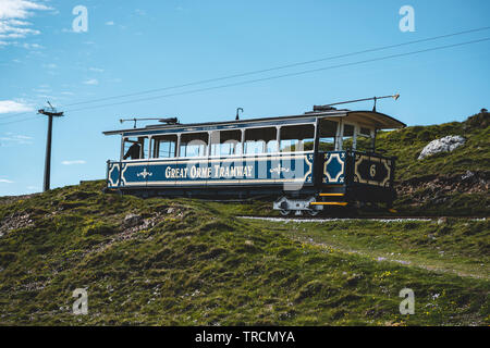 Tram going up the Great Orme Stock Photo