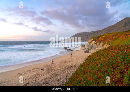 Sunset view along the beach at Calla Lily Valley along Highway One in Big Sur, California. Stock Photo