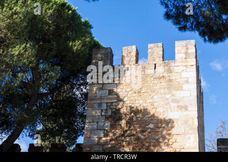 Part of the defensive ramparts, Castelo de São Jorge, Lisbon, Portugal Stock Photo