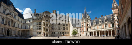Panoramic view of the three wings of Blois castle, Blois, Loire-et-Cher department, Centre-Val de Loire, France, Europe Stock Photo