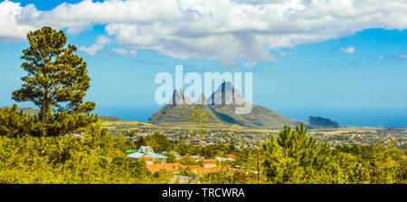 Beautiful landscape of tropical Mauritius island - view from Gorges viewpoint Stock Photo