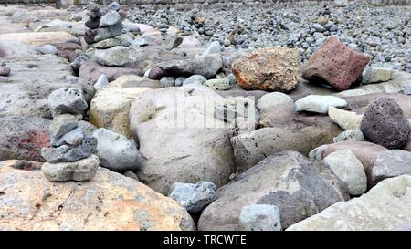 Rock beach at Harpa, Reykjavik Stock Photo