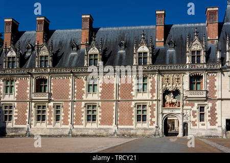 Equestrian statue of Louis XII in entrance of Blois castle, Blois, Loire-et-Cher department, Centre-Val de Loire, France, Europe Stock Photo