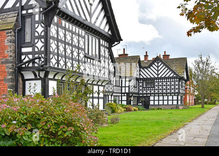 Black & White homes in Port Sunlight landscaped model village housing built by Lever Brothers to house factory workers Wirral Merseyside England UK