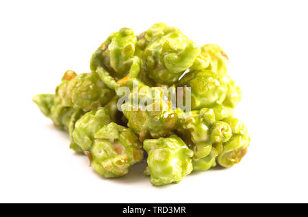 Lime Flavored Popcorn on a White Background Stock Photo