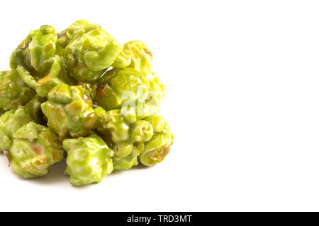 Lime Flavored Popcorn on a White Background Stock Photo
