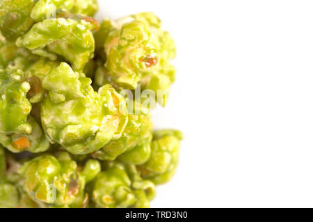 Lime Flavored Popcorn on a White Background Stock Photo
