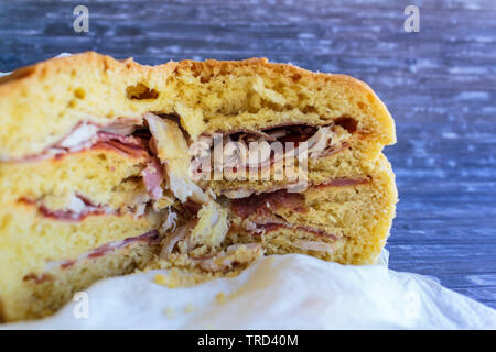 Portuguese Meat bread (Bola de Carne) stuffed with various portuguese meats Stock Photo