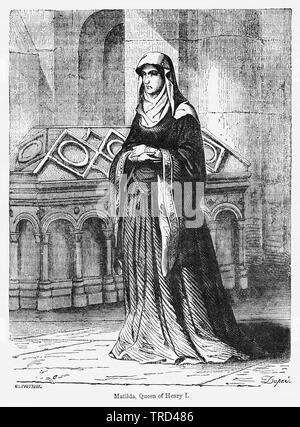 Matilda, Queen of Henry I, Illustration from John Cassell's Illustrated History of England, Vol. I from the earliest period to the reign of Edward the Fourth, Cassell, Petter and Galpin, 1857 Stock Photo